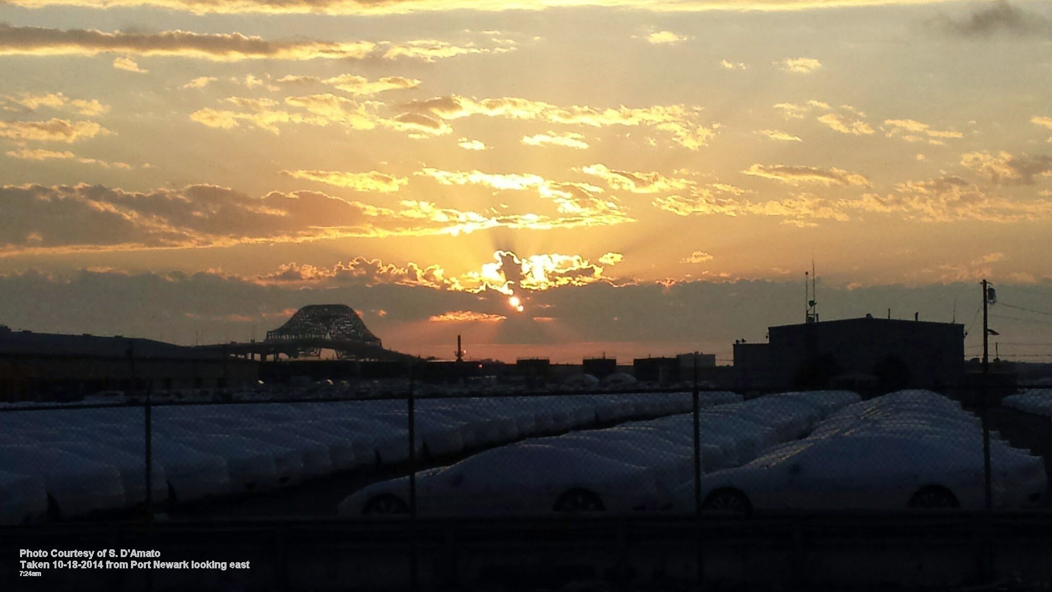 Photo Courtesy of S. D'Amato
Taken 10-18-2014 from Port Newark looking east
7:24am