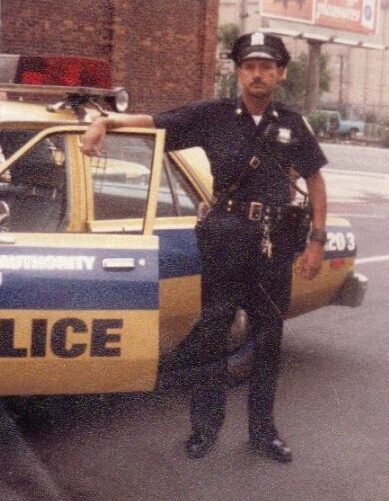 PO Officer ?, with old car